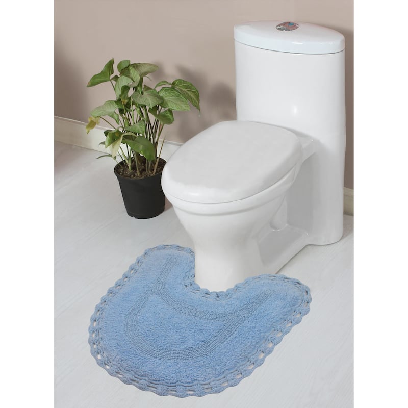 Hampton Contour Rug, Cotton Soft, Water Absorbent, Non Slip U Shape Contour Rug Machine Washable 20"x20" Contour - 20"x20" - Blue