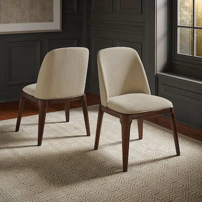 Vilnius Upholstered Side Chairs with Walnut Legs (Set of 2)