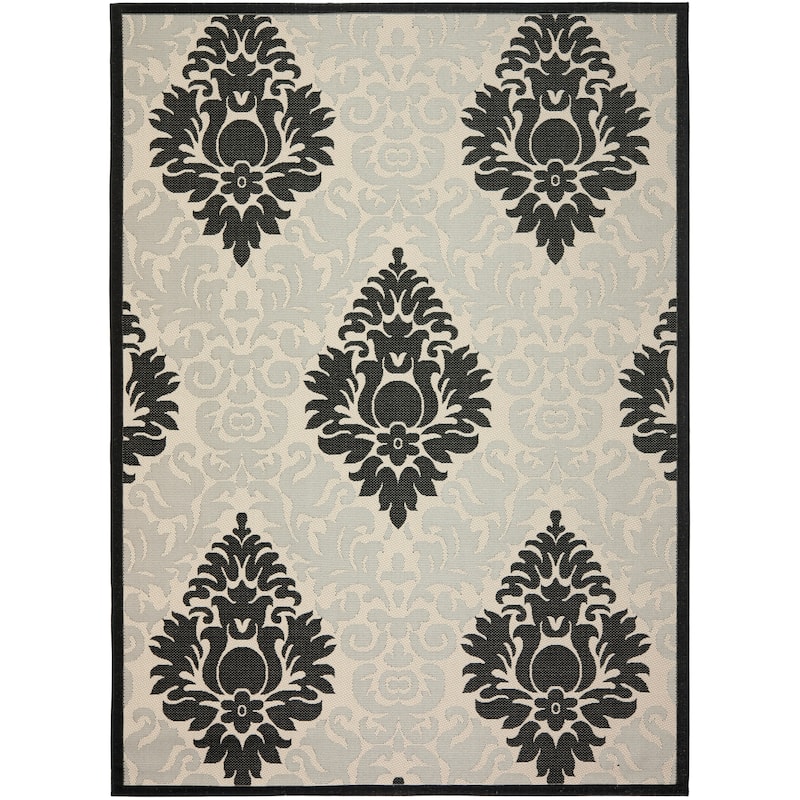 SAFAVIEH Courtyard Willene Boho Indoor/ Outdoor Waterproof Patio Backyard Rug - 8' x 11' - Sand/Black