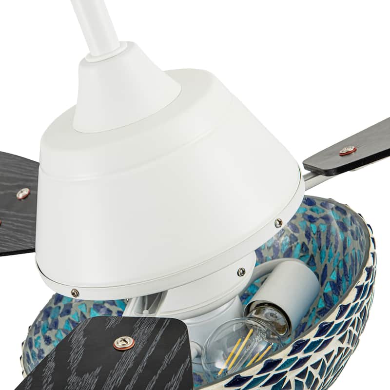 Costello River of Goods 3-blade 42-inch Modern Indoor Ceiling Fan with Mosaic Glass Shade and Remote Control