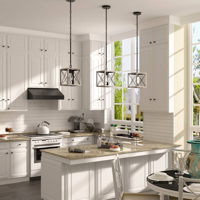 Acroma 1-light Farmhouse Rustic Rectangle Kitchen Island Pendant Light - 8 inches