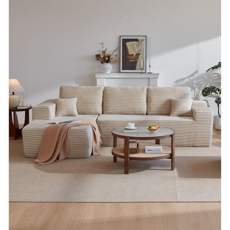 105" Cloud Sectional Couch with L-Shape Chaise,Modern Modular Sofa with Deep Seat, Upholstered Couches - Beige