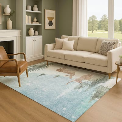 Premium Washable Super Soft Winter Snow Reindeer Mayfield Rug