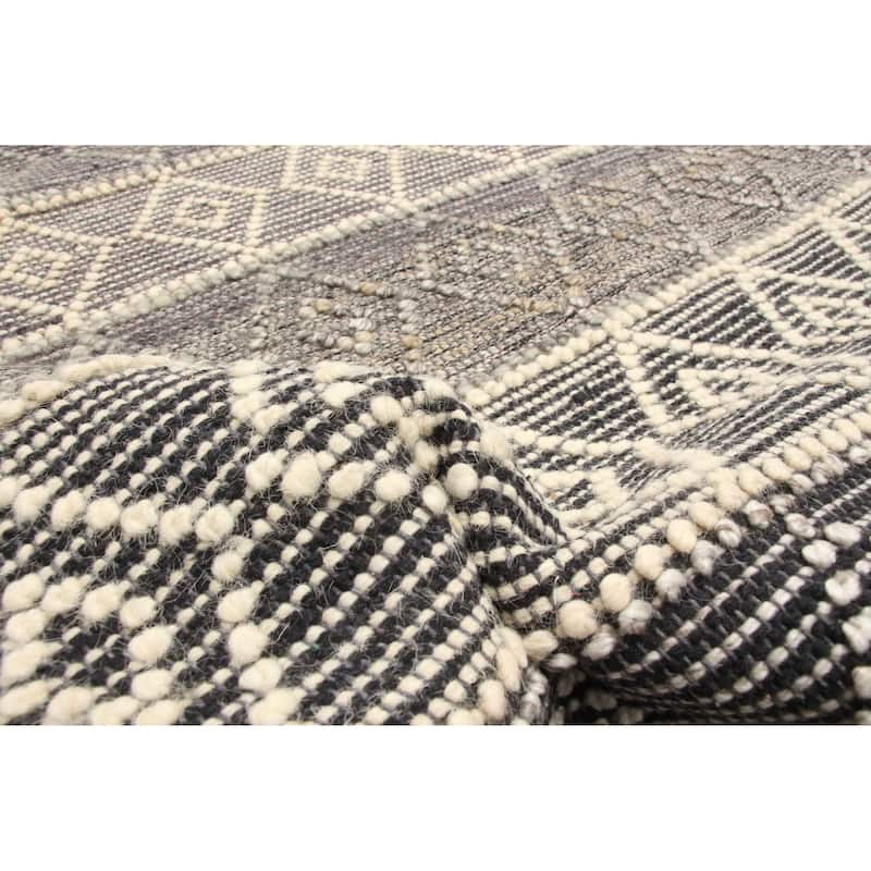 ECARPETGALLERY Braid weave Sienna Grey Wool Rug - 5'0 x 7'9