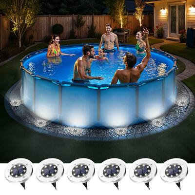 FKHouse Cool White 8 LED Solar Outdoor Waterproof In-Ground Path Lights - 6