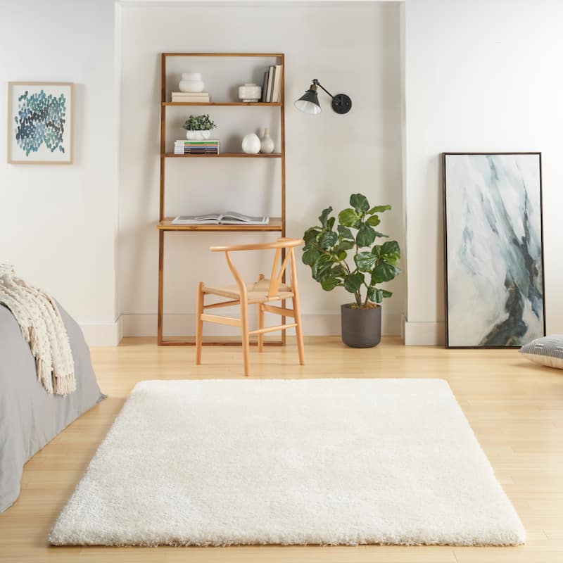 Nourison Luxurious Shag Ultra-plush Pile Glam Solid Area Rug - 7'10" x 9'10" - Ivory