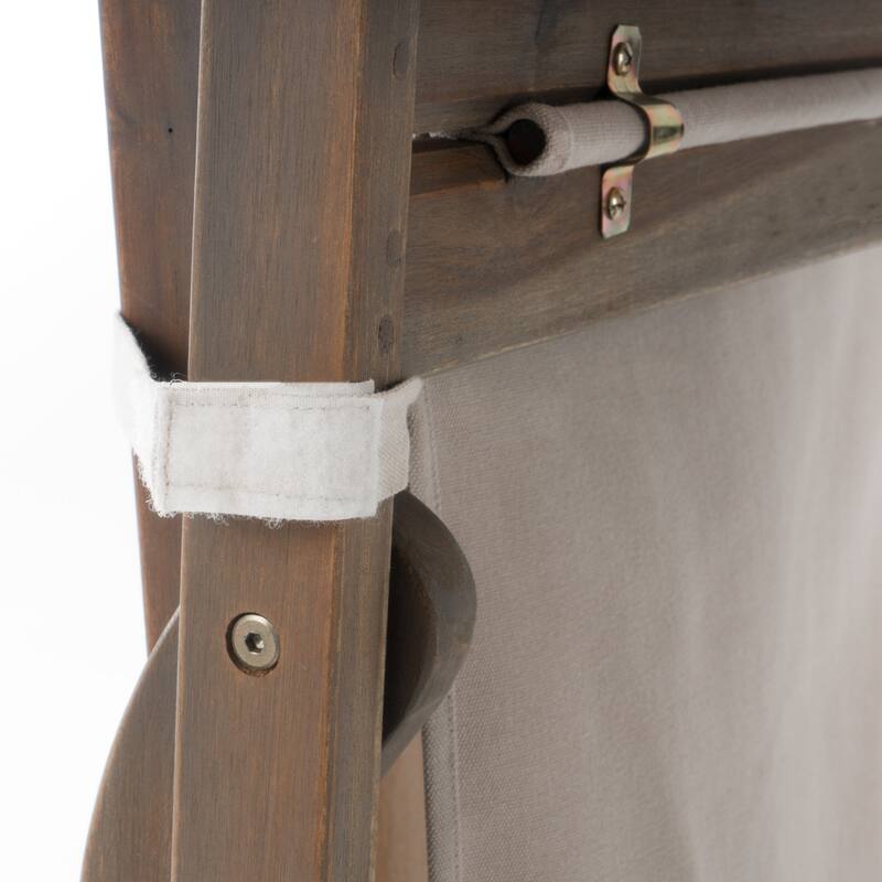 Canvas sling chair with wooden frame and pillow, set of 2