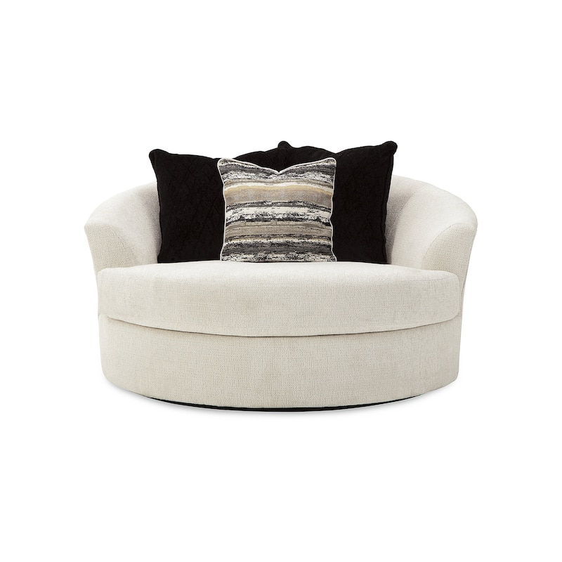 Signature Design by Ashley Cambri White Oversized Round Swivel Chair - 58"W x 54"D x 39"H