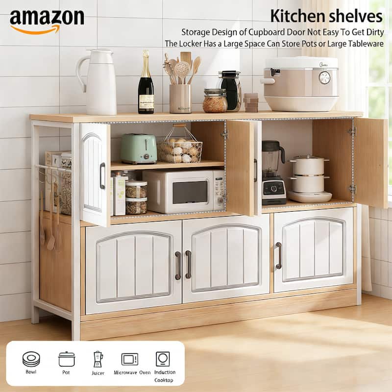 Modern Wooden Kitchen Utility Storage Buffets Shelf with Cabinet