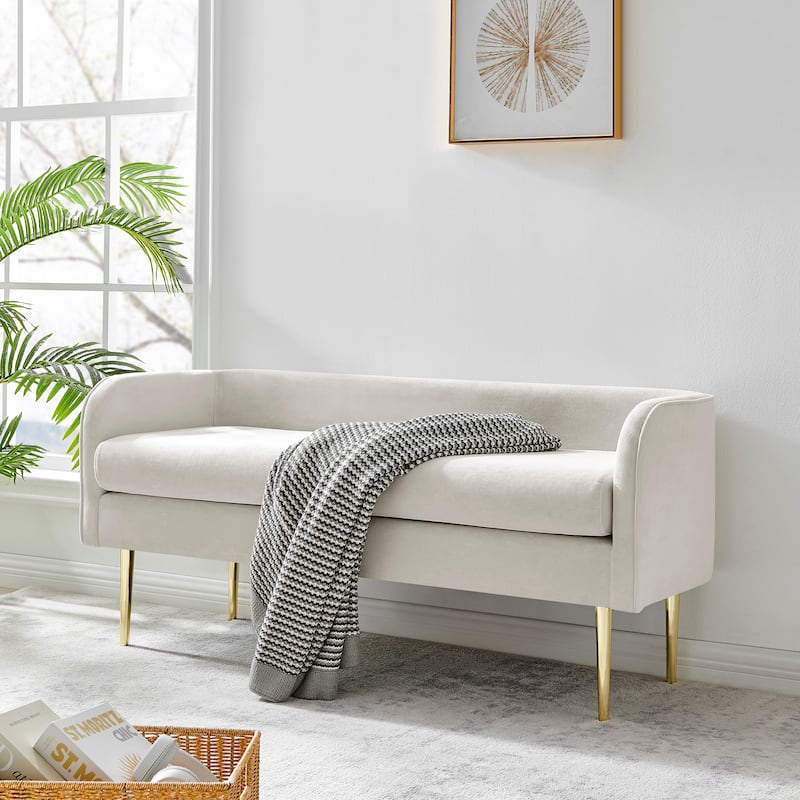 NPD Furniture Marsha Velvet Bench - Dainty Cream