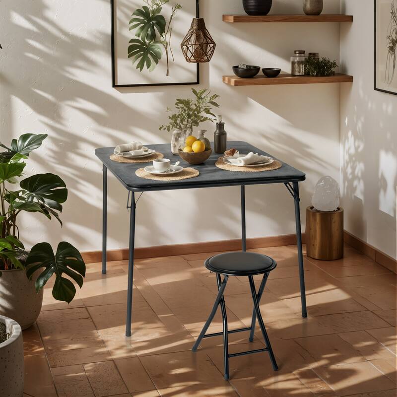 Homy Casa Set 2/4 Black Metal Folding Stools Portable Home & Events