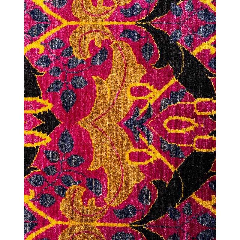 Arts & Crafts One-of-a-Kind Hand-Knotted Area Rug - Black, 6' 3" x 8' 9" - 6' 3" x 8' 9"