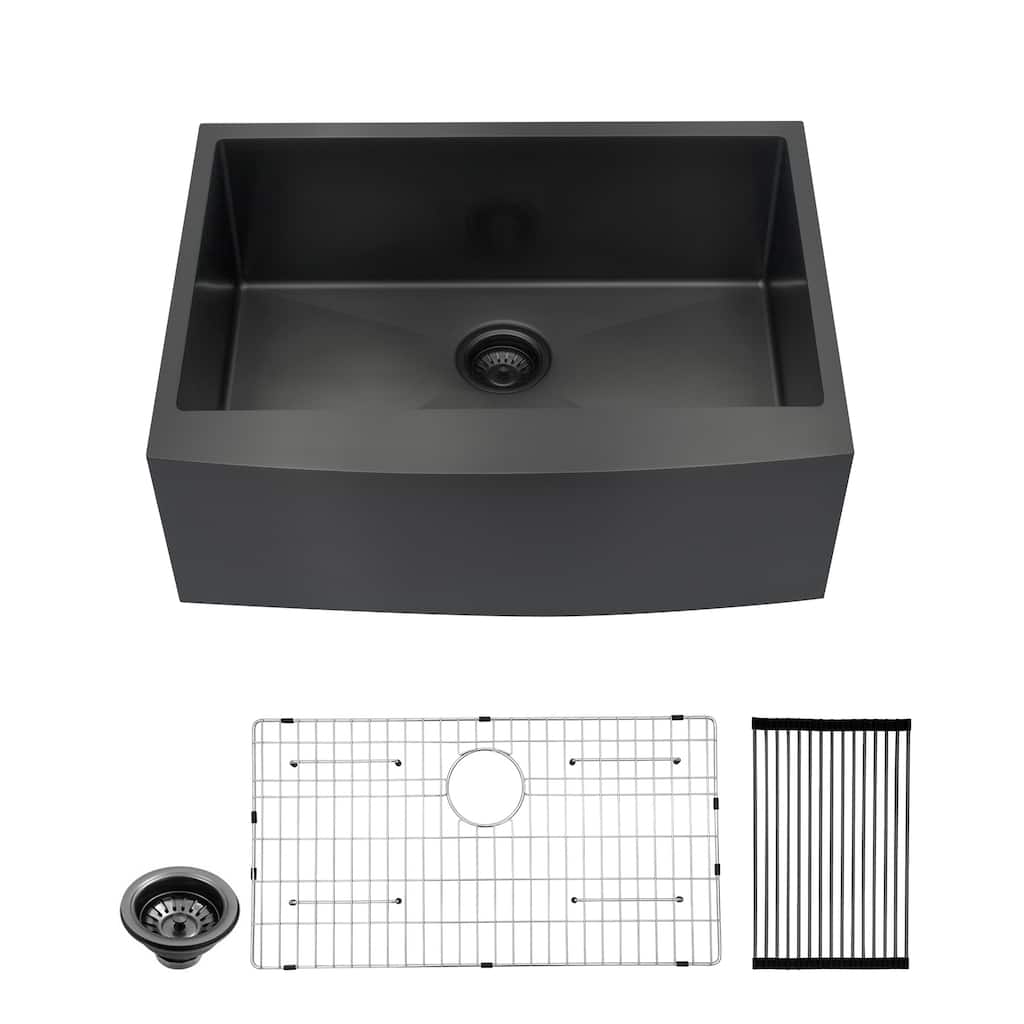 Lordear 24" Stainless Steel Sink Undermount Apron Front Single Bowl Bar or Kitchen Sink with Accessories