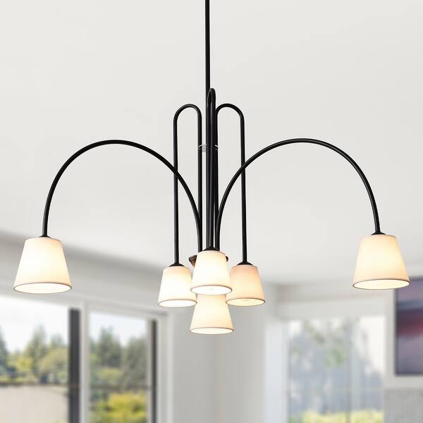 slide 2 of 10, Bella Depot 40" 6-Light Black Metal Chandelier Adjustable Pendant Light for Dining Room Bedroom Black