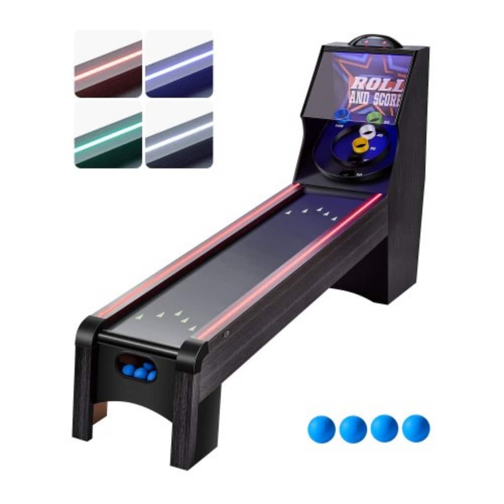 9 Feet Roll and LED Electronic Score Arcade Game Table with 4 Balls Ideal for Party and Holiday - 107 x 24.4 x 60.6 in