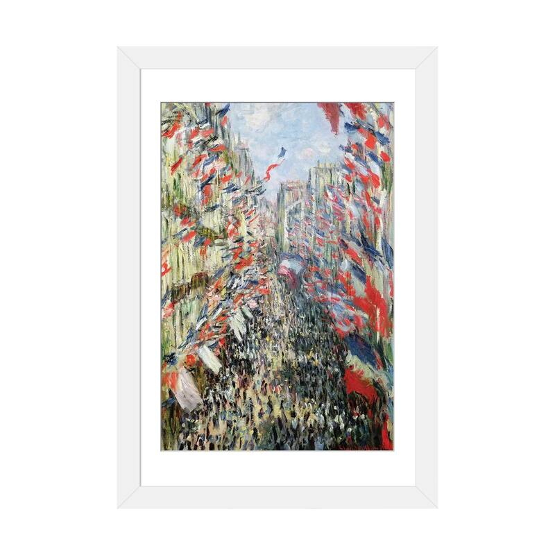 iCanvas "The Rue Montorgueil, Paris, Celebration of June 30, 1878 " by Claude Monet - White - 24x16x1