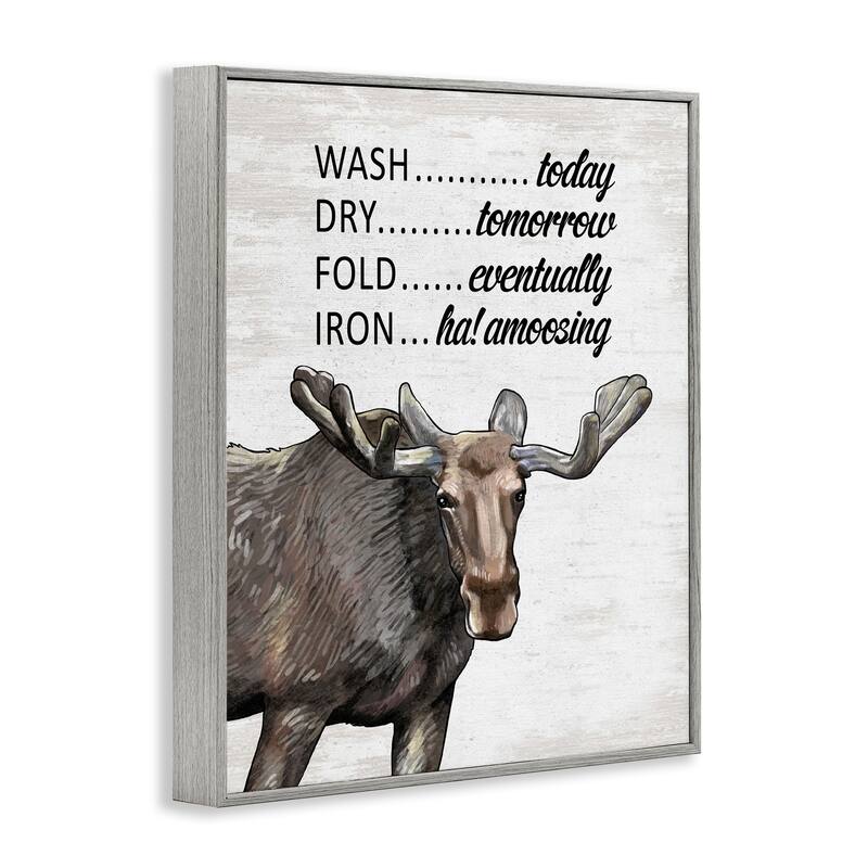 Stupell Funny No Ironing Laundry Framed Giclee Art Design By Lettered and Lined