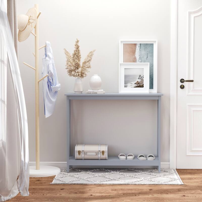 Grey Farmhouse Console Table with Storage Shelf for Entryway and Living Room - 39.25" x 11.75" x 31.75"