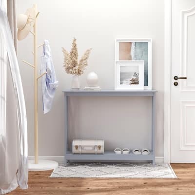 Grey Farmhouse Console Table with Storage Shelf for Entryway and Living Room - 39.25" x 11.75" x 31.75"