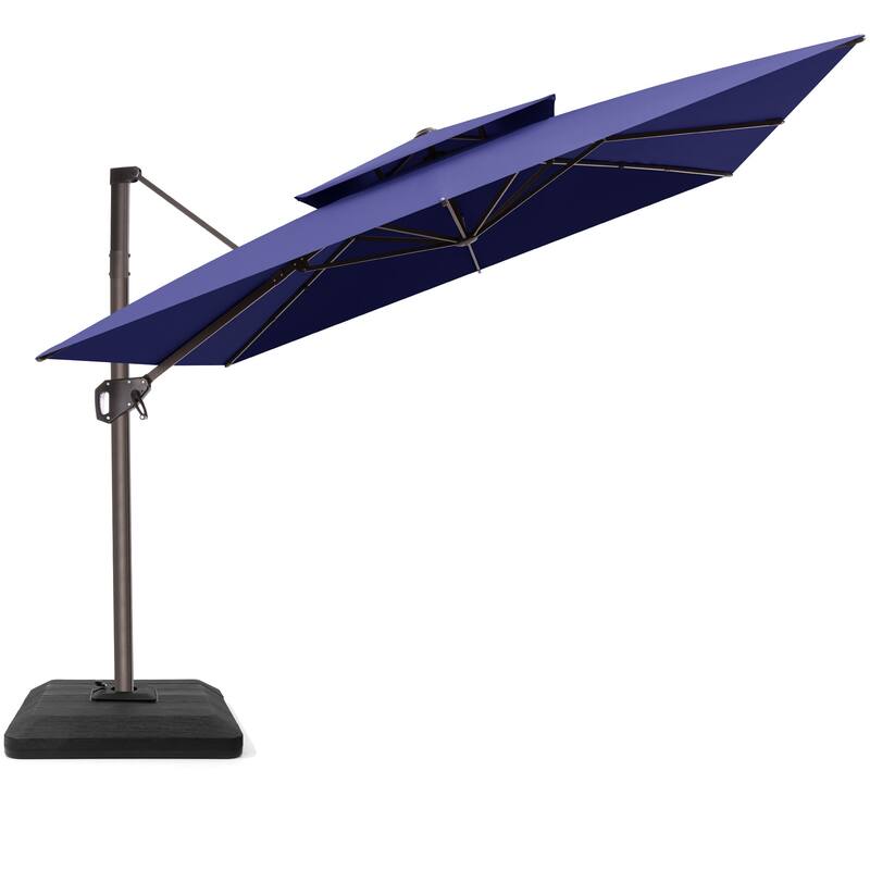 Outdoor Patio 10FT Square Cantilever Umbrella with 4-Piece Fillable Weighted Base