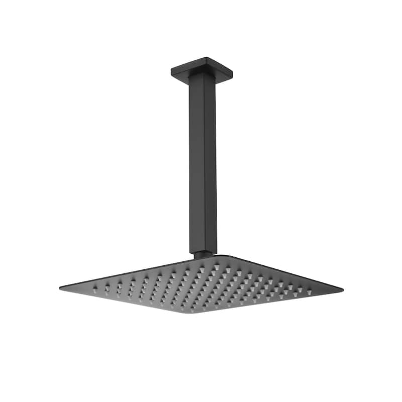 Rain Shower Head High Pressure Rainfall Showerhead Water Saving - Matte Black