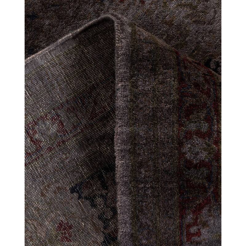 Overton Hand Knotted Wool Vintage Inspired Modern Contemporary Overdyed Gray Runner Rug - 3' 1" x 6' 10"