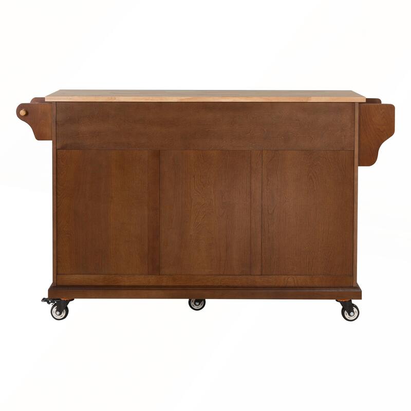 Kitchen Island with Rubber wood Countertop