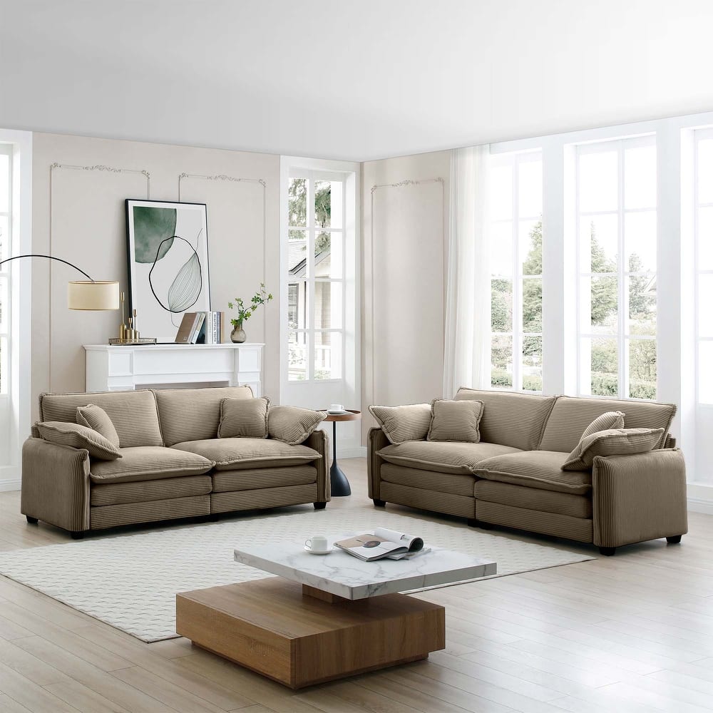 Corduroy Flexible Combinations Sofa Set with Pillows, (2+2Seat)