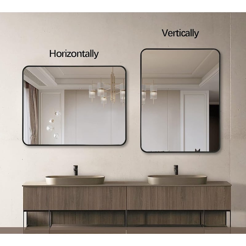 Bathroom Mirror for Over Sink Wall Mirror Metal Frame Rounded Rectangular Vanity Mirrors for Bedroom Living Room Entryway Decor