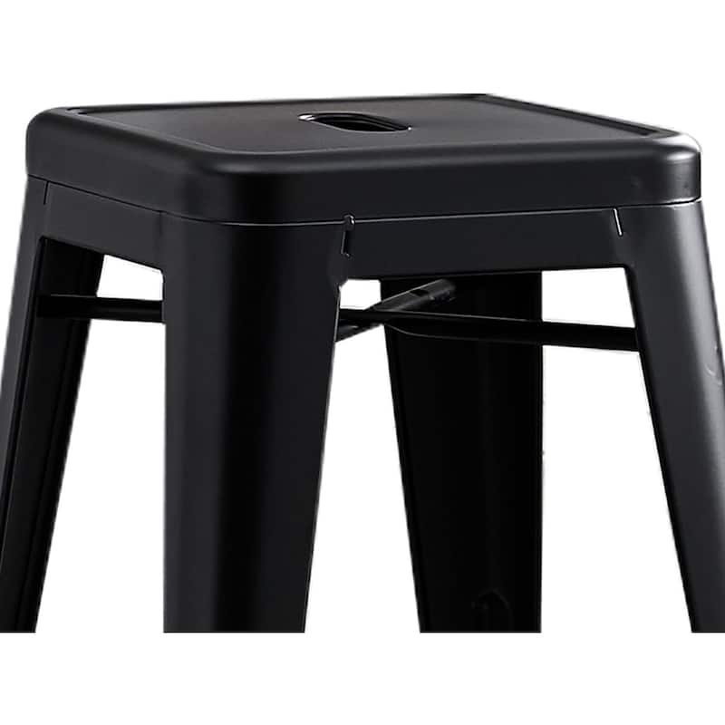 2-Piece 24" Backless Industrial Bar Stool Set - Matte Black