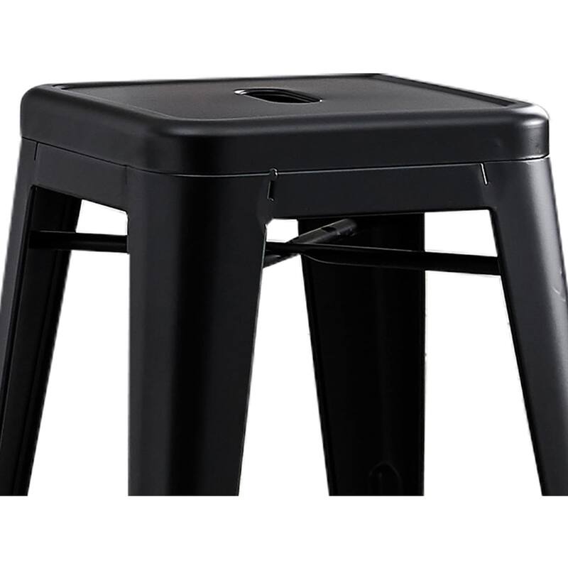 Backless Light Weight Industrial Vintage Costal Metal Bar Stools Without Back and 4 Leg Design (Set of 2)(24" Seat)