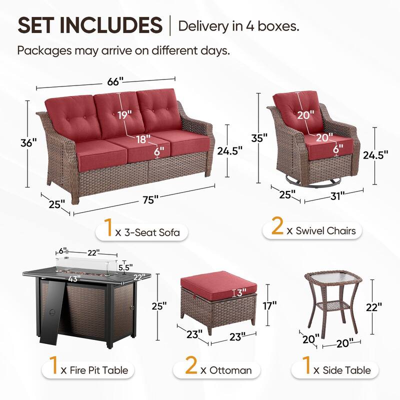 Pocassy Sofa Funiture with Fire Pit Table