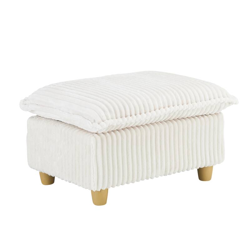 Single Sofa with Ottoman, Comfy Corduroy Upholstered Armchair, Lounge Chair with Throw Pillows for Living Room, Balcony