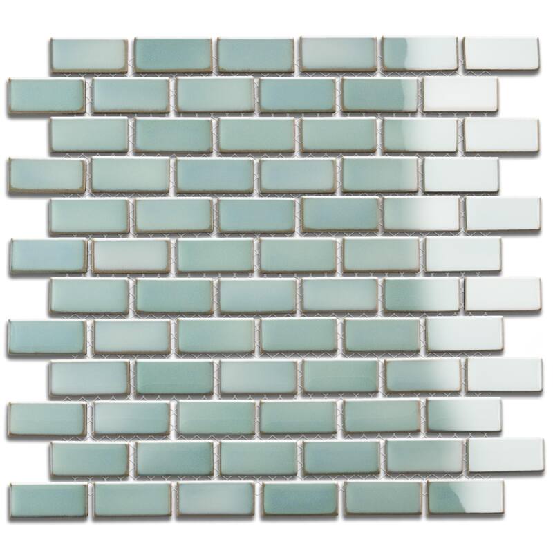 Merola Tile Hudson Subway Mint Green 11-3/4" x 12" Porcelain Floor and Wall Tile