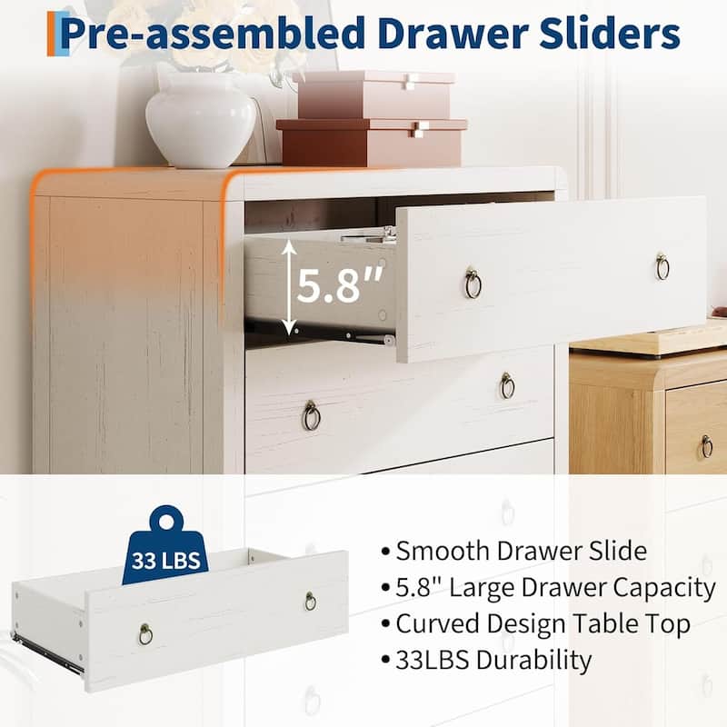 Modern 5 Drawer Dresser with Large Drawers for Bedroom, Living Room