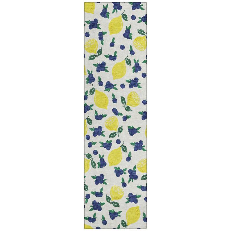 Machine Washable Indoor/ Outdoor Citrus Berry Chantille Rug