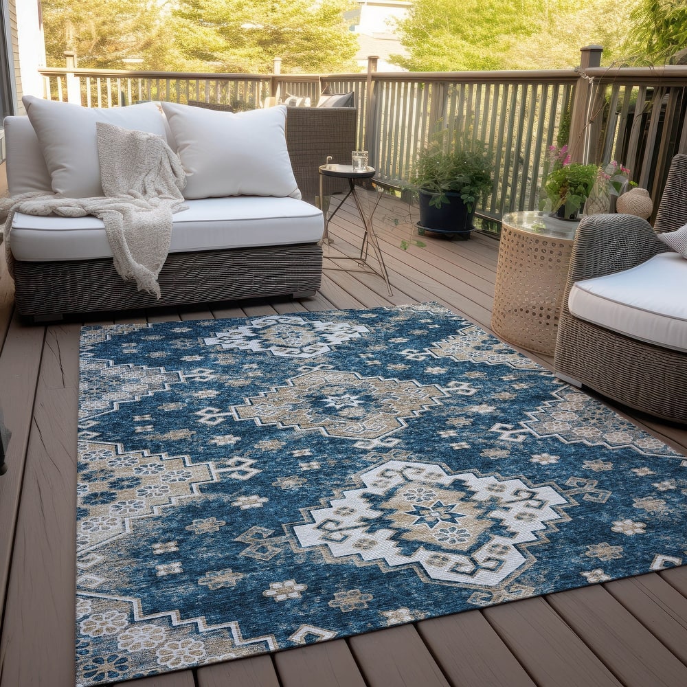 Machine Washable Indoor/ Outdoor Chantille Boho Tribal Rug