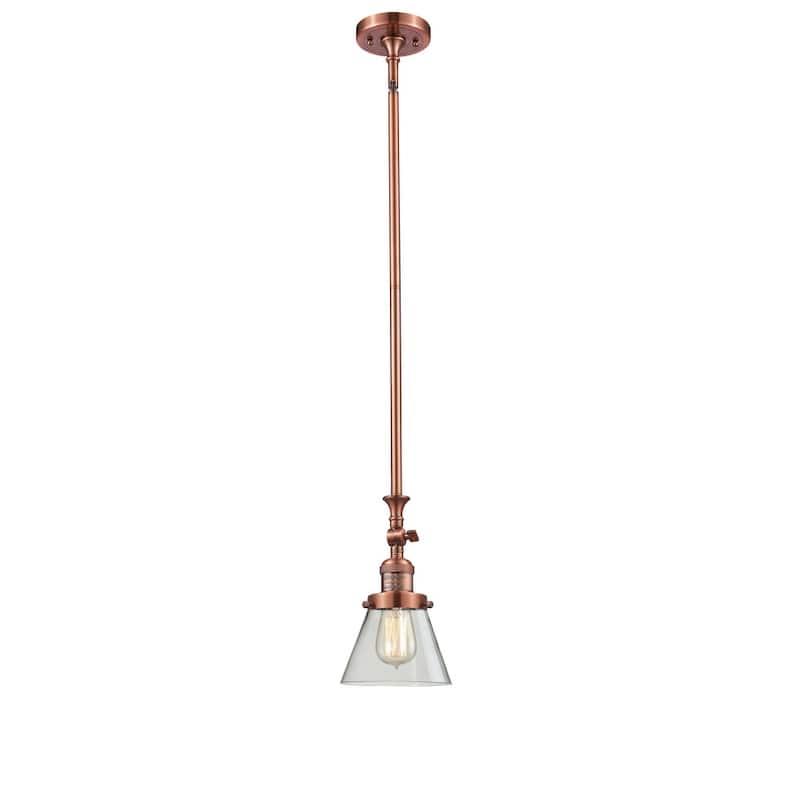 Innovations Lighting Small Cone 6" Wide Adjustable Mini Pendant - Antique Copper / Clear