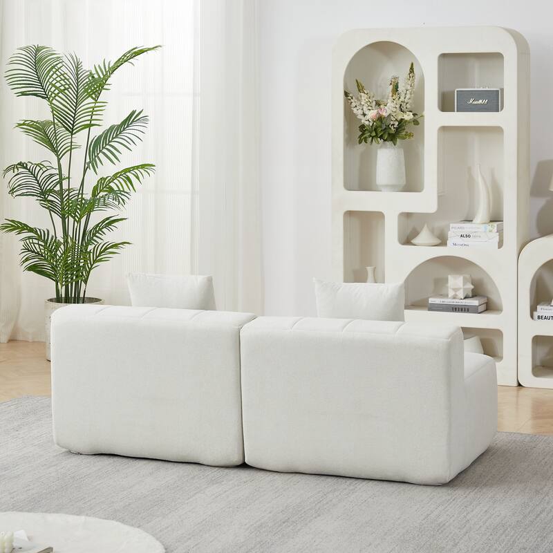 Chenille Curved Sectional Sofa with 2 Pillows,Curved Symmetrical Modular Semi Circular Sofa Sectional for bedroom, Living room