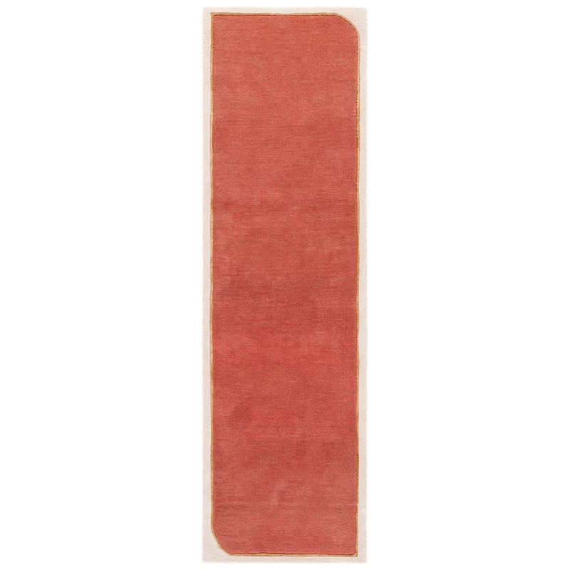 SAFAVIEH Handmade Fifth Avenue Abla Border Design Wool Rug - 2'3" x 8' Runner - Blush Pink