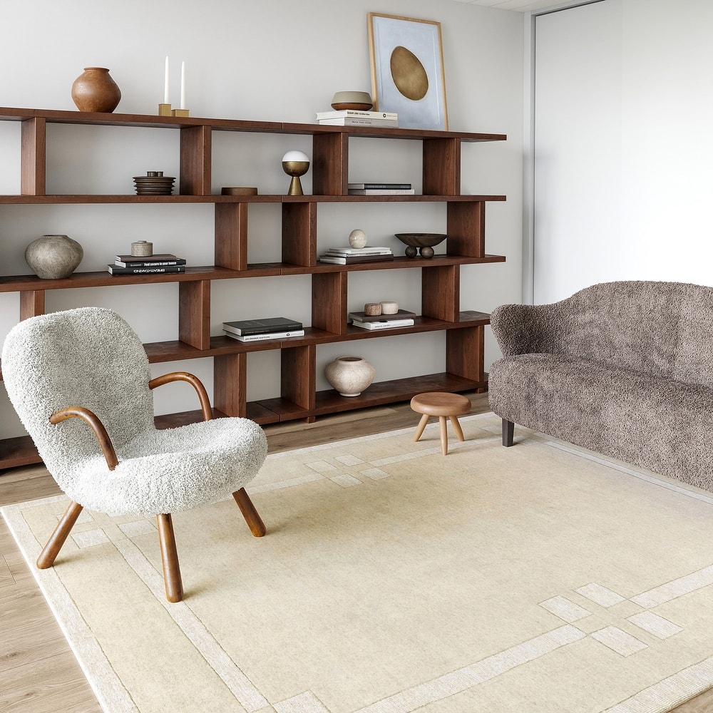 Rune Bordered Wool-Blend Area Rug