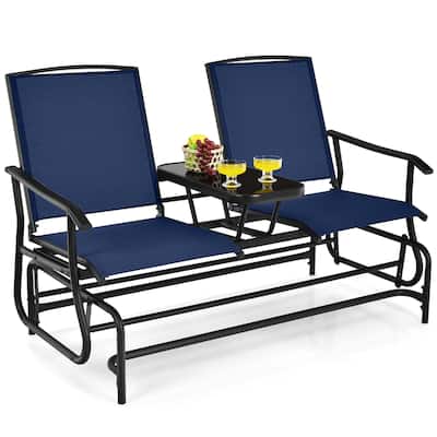 Gymax 2 Person Outdoor Patio Double Glider Chair Loveseat Rocking