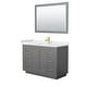 preview thumbnail 13 of 98, Miranda Single Vanity Set, Cultured Marble Top, 46-Inch Mirror 48-Inch Single - Dark Gray, Gold Trim, White Cultured Marble Top