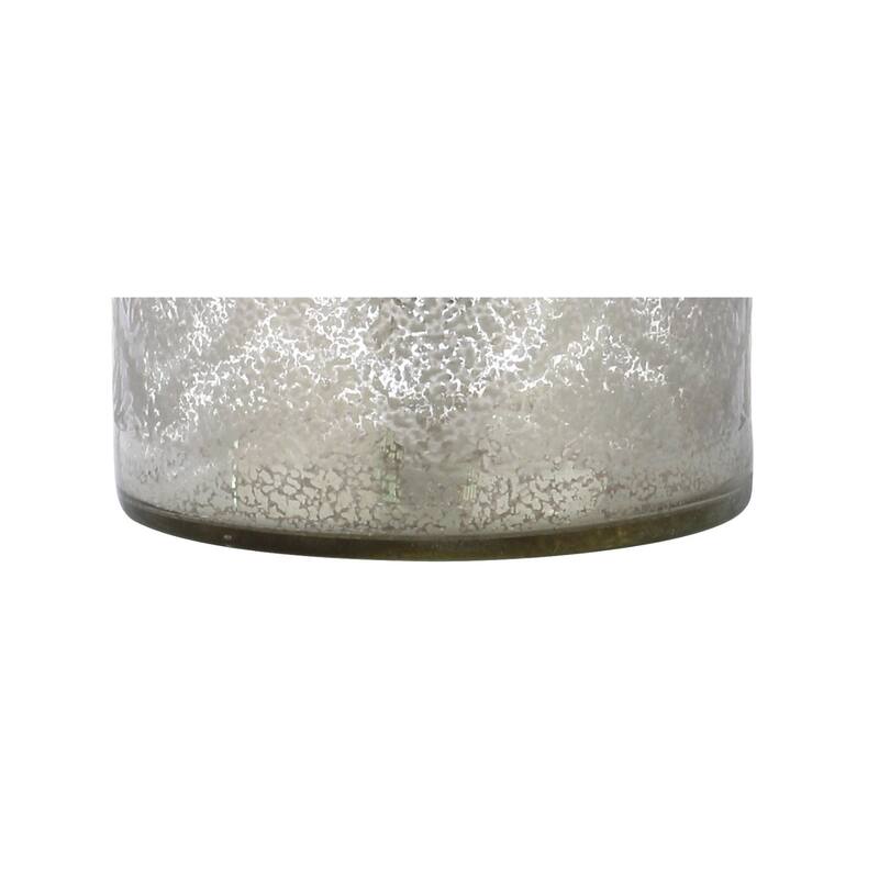 Emilia 24.5" Trellis Pattern Glass LED Table Lamp, Mercury Silver by JONATHAN Y