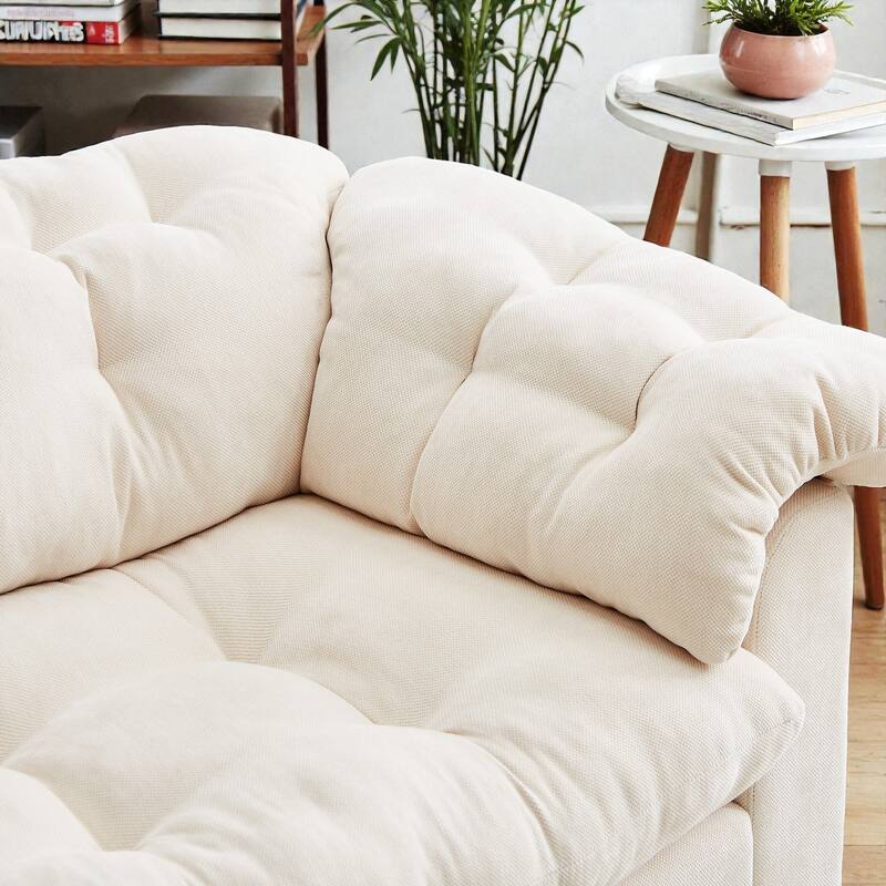 94.8" Chenille Deep Seat Sofa, Modern Cloud-Like Upholstered 3-Seater Couch for Living Room, Bedroom, Office & Apartments