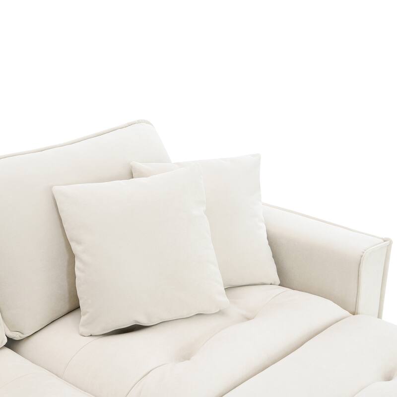 100" L-Shaped Convertible 4-Seat Sectional Sofa with Removable Ottoman and Matching Pillows, Ideal for Living Room