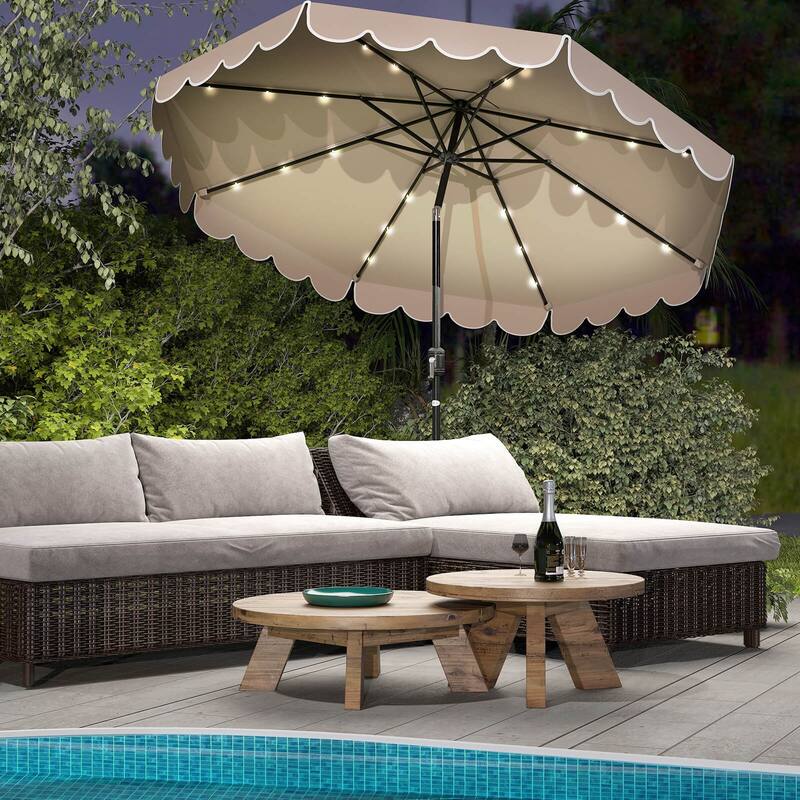 Costway 10 FT Solar Patio Umbrella with 24 LED Lights 8 Ribs & Tilt