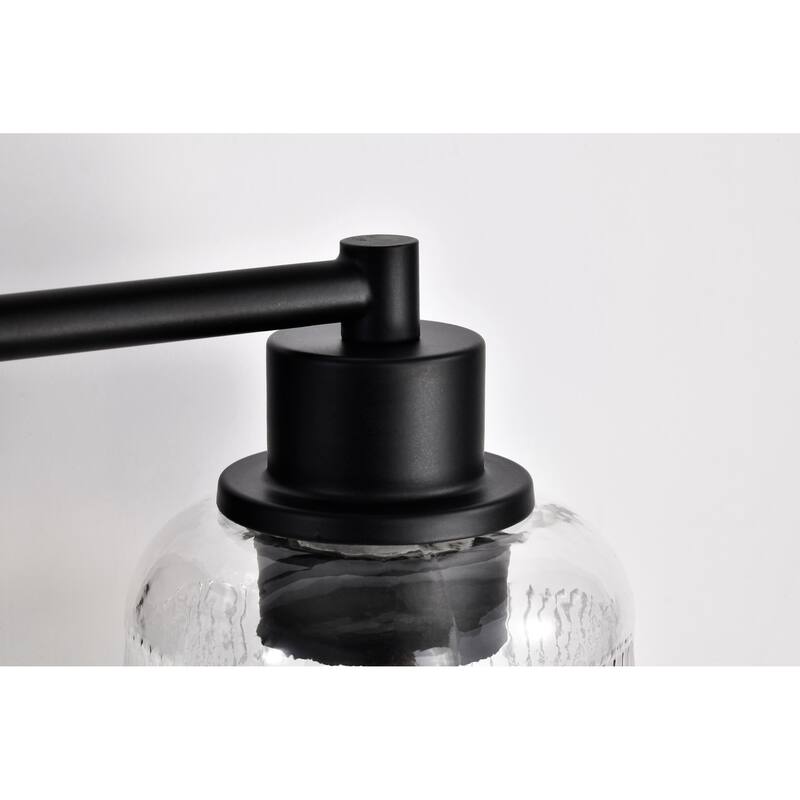 Grayson 2 Light Vanity Matte Black Finish Clear Ribbed Glass - Matte Black