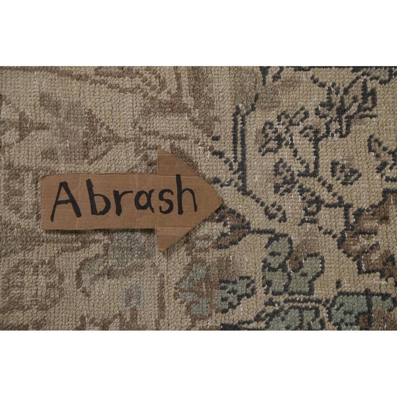 Hand Knotted Oriental 100% Wool Carpet Traditional Floral Beige & Ivories Tabriz Area Rug - 10' 11'' X 8' 1''