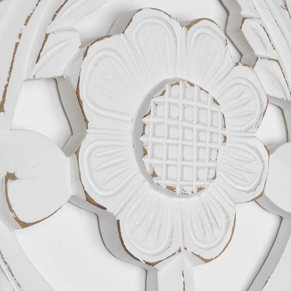 Shop Black Friday Deals On American Art Decor Hand Carved Floral Wood Panel Wall Decor White Overstock 32411263